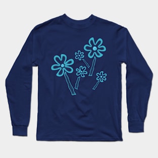 Blue flowers with noise effect Long Sleeve T-Shirt